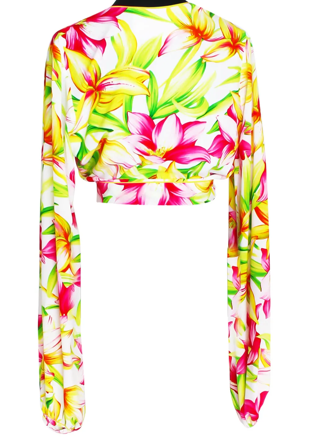 Euphoria - Floral Love Cropped Blouse (Neon Yellow)