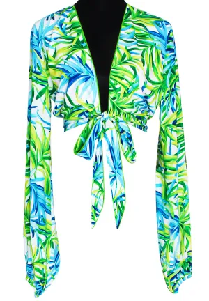 Euphoria - Paradise Palm Cropped Blouse (Neon Green)