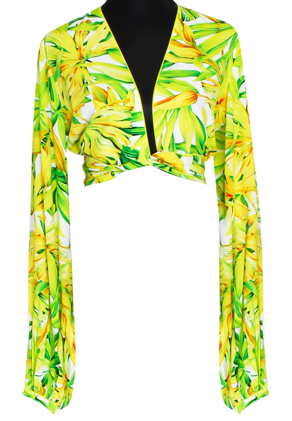 Euphoria - Secret Garden Cropped Blouse (Neon Yellow)