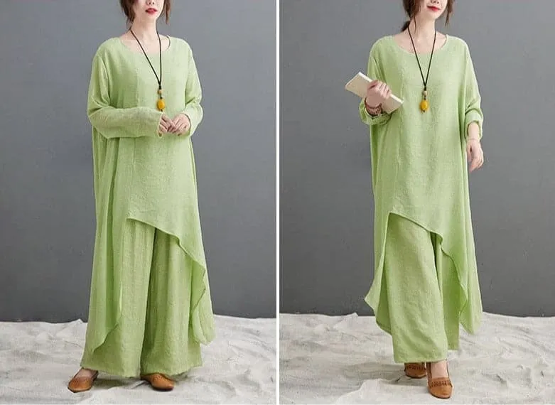 Evania Asymmetrical Shirt With Palazzo Pants | Zen