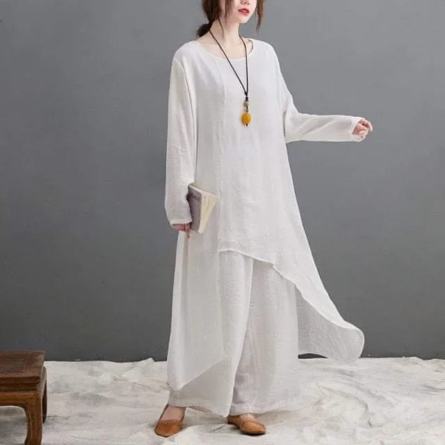 Evania Asymmetrical Shirt With Palazzo Pants | Zen