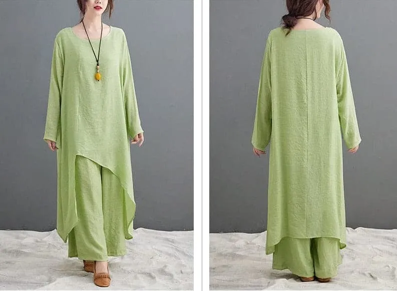 Evania Asymmetrical Shirt With Palazzo Pants | Zen