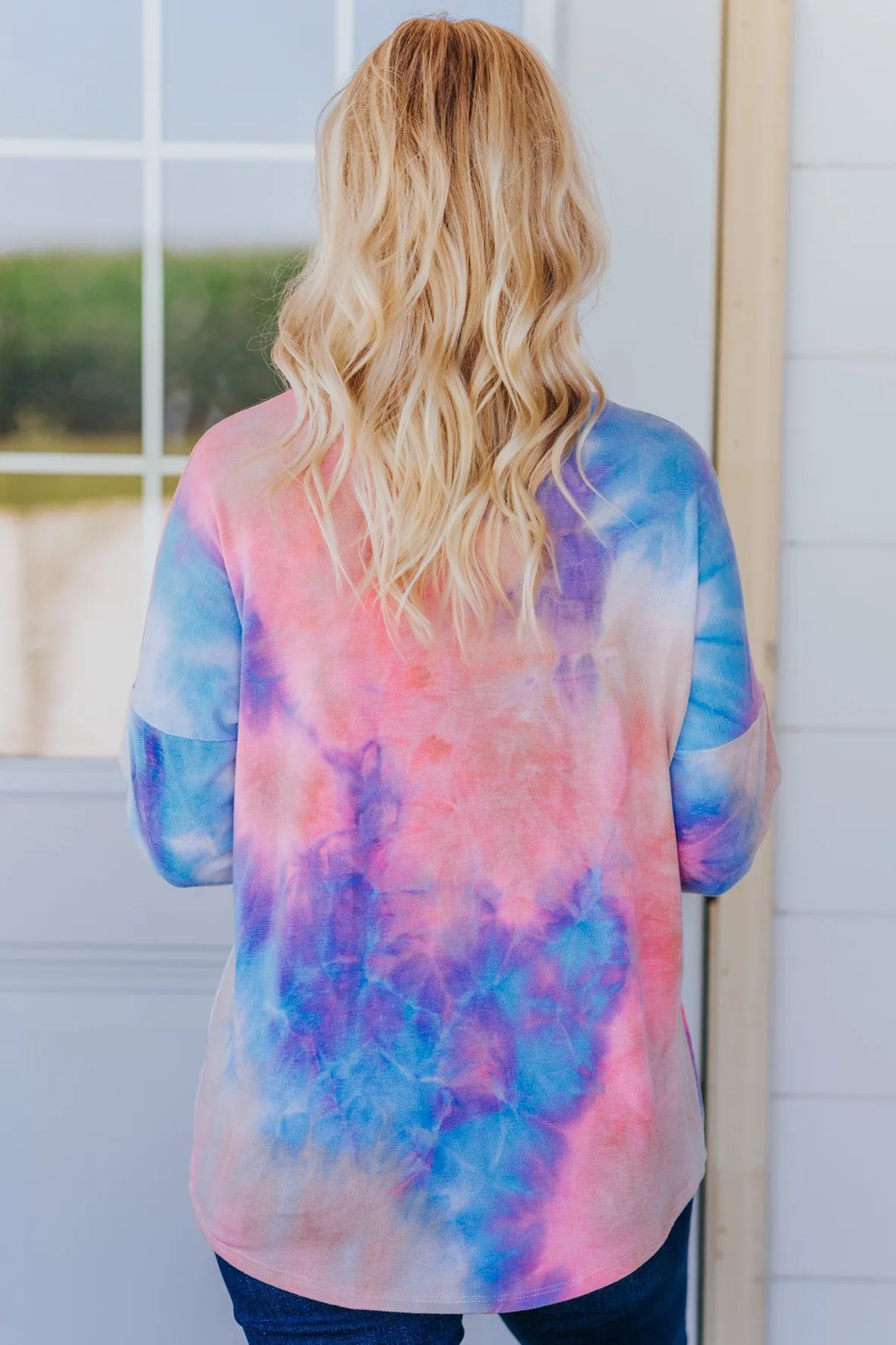Everything To Me Tie Dyed Long Sleeve In Neon Pink