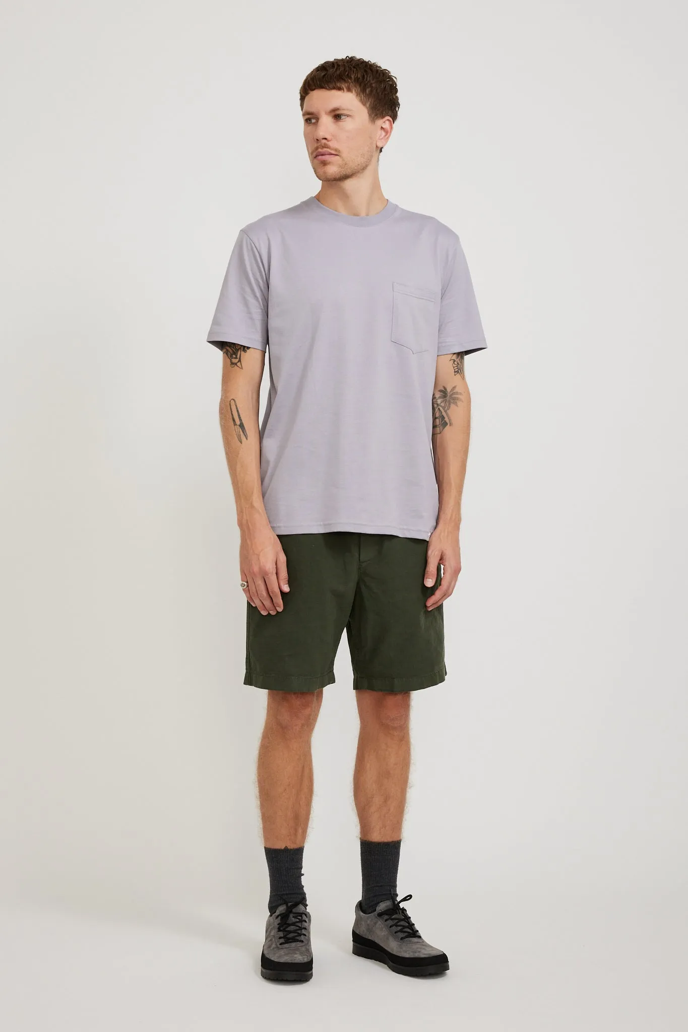 Ezra Relaxed Cotton Linen Short Spruce Green