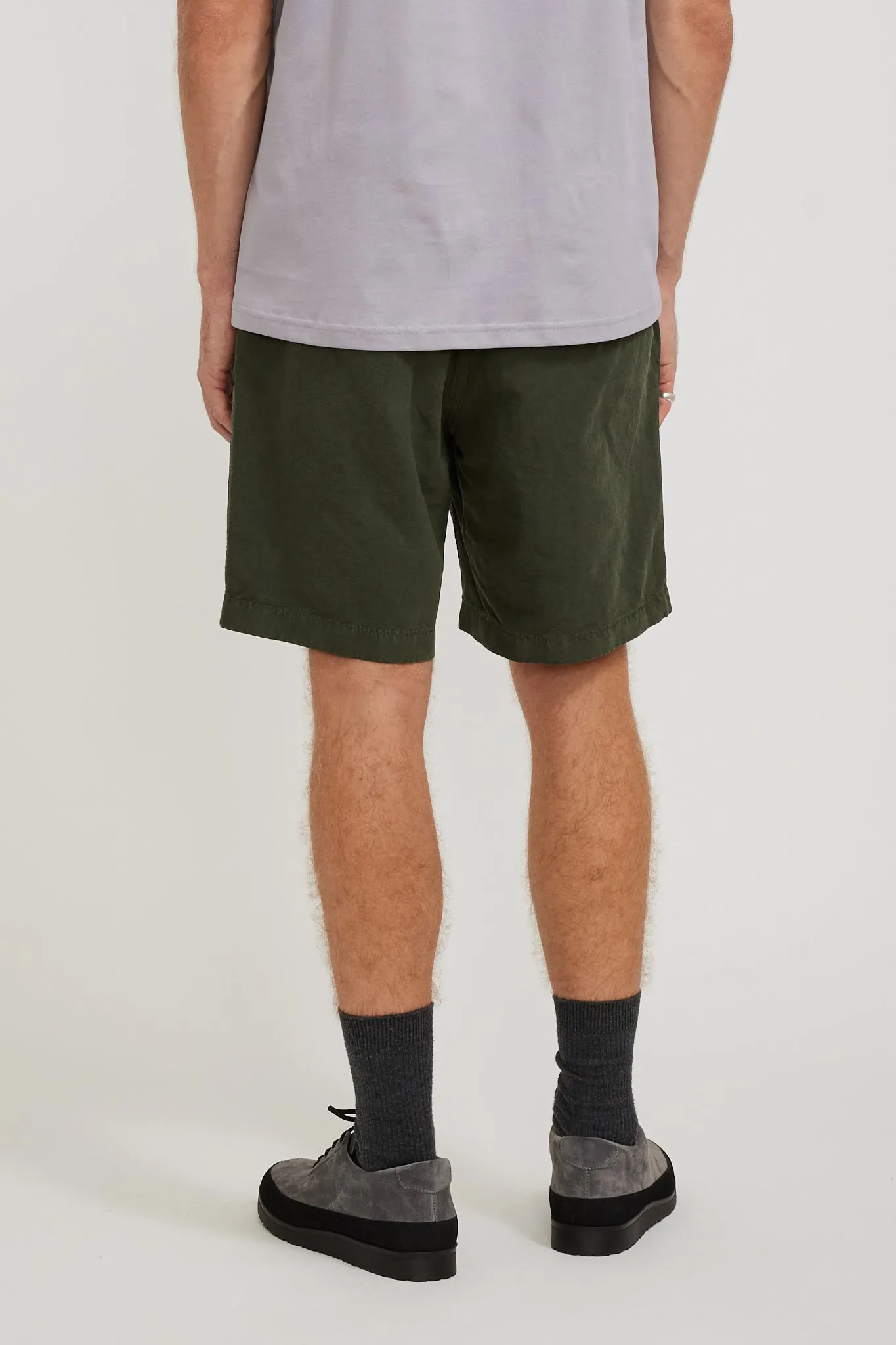 Ezra Relaxed Cotton Linen Short Spruce Green