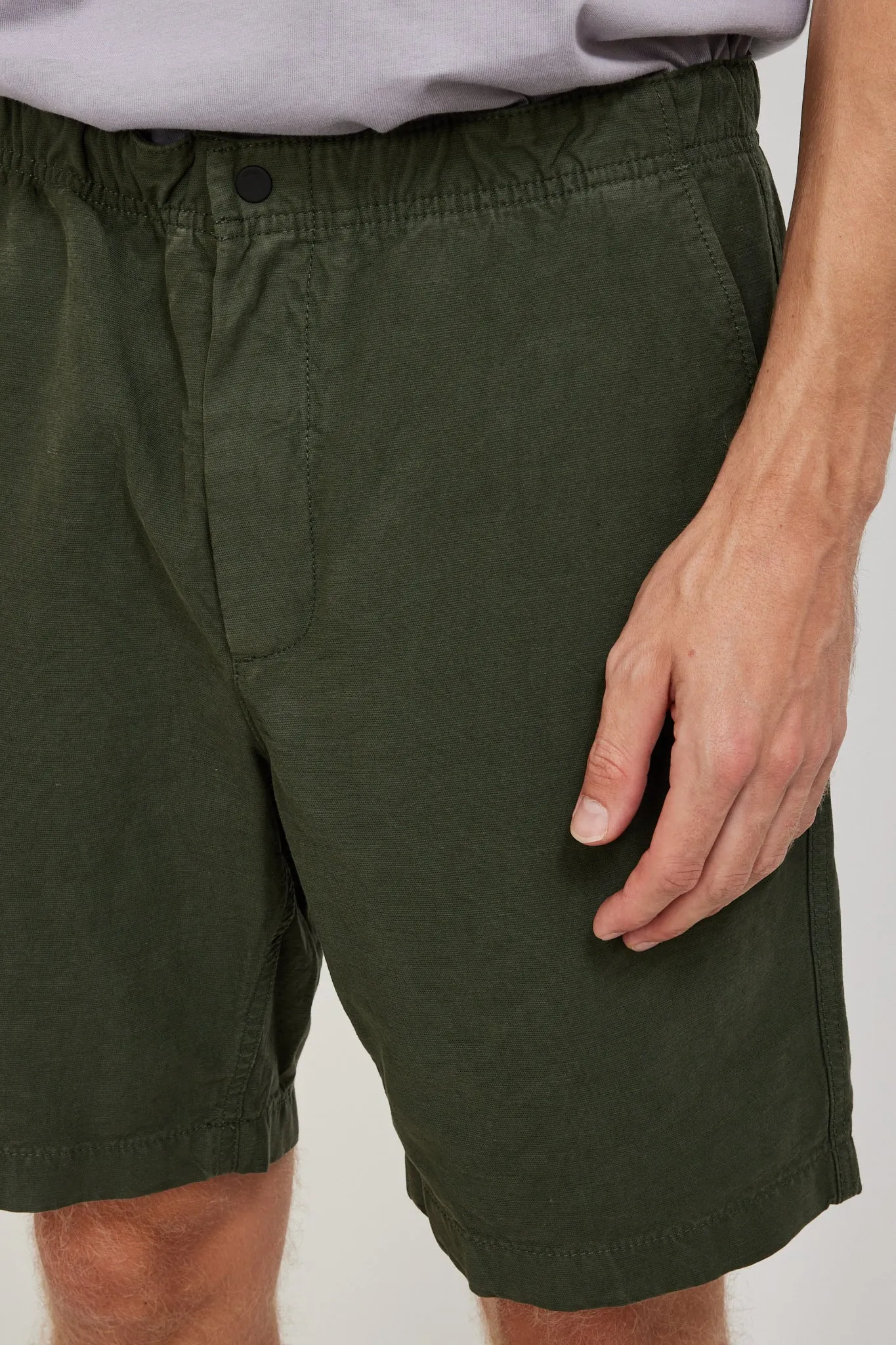 Ezra Relaxed Cotton Linen Short Spruce Green