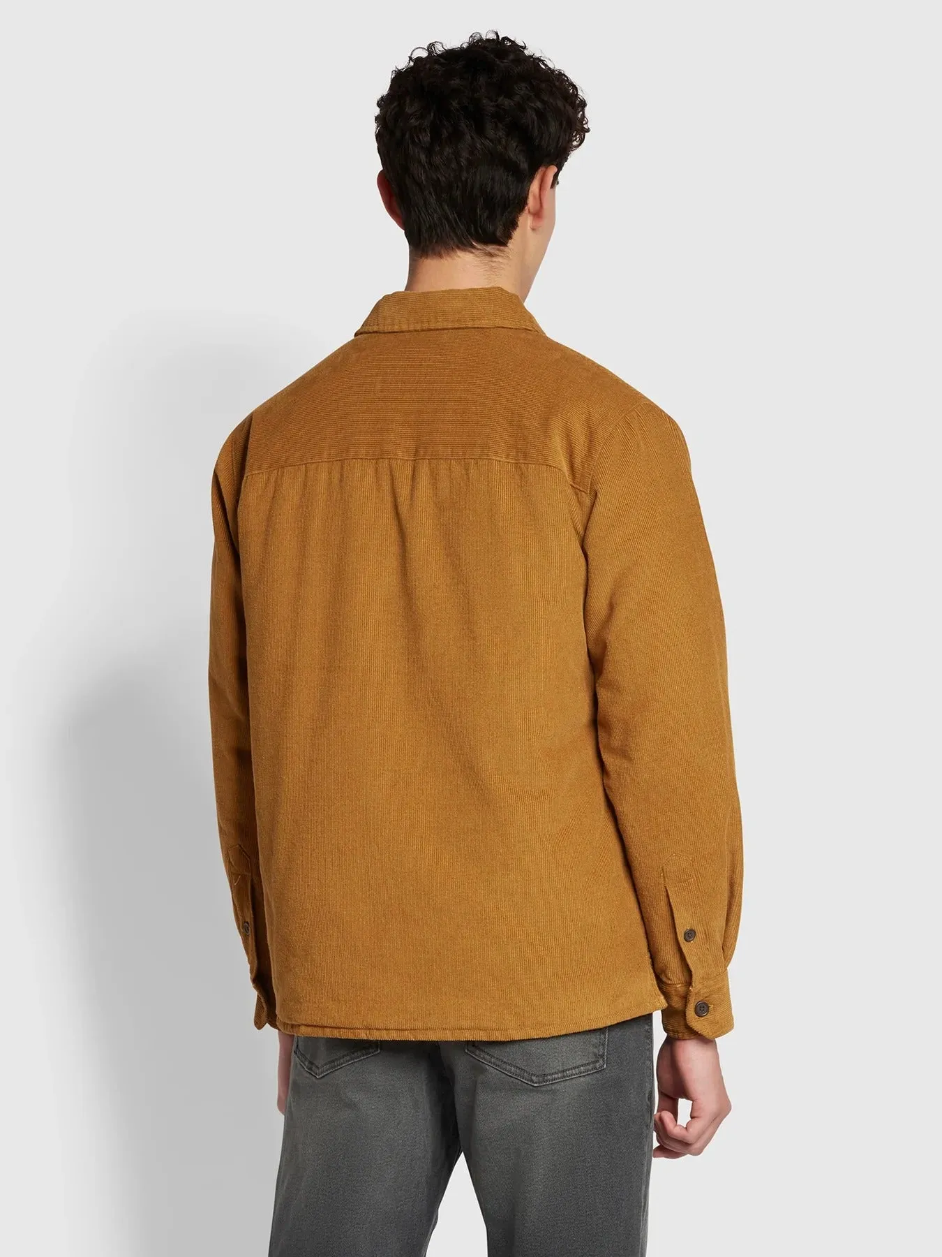 Farah Hunter Quilted Cord Over-shirt Rich Tobacco