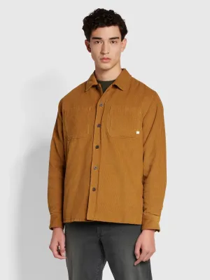 Farah Hunter Quilted Cord Over-shirt Rich Tobacco