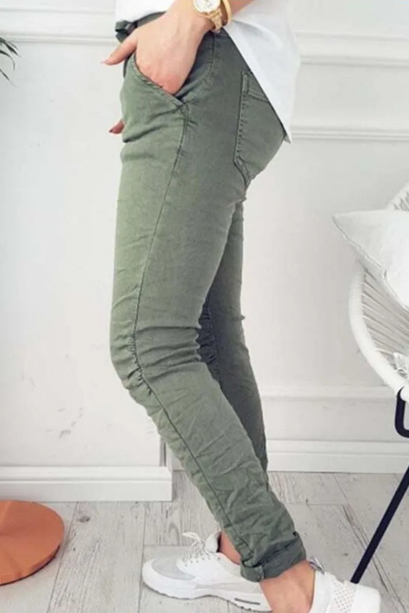 Fashion Street Solid Skinny High Waist Pencil Bottoms