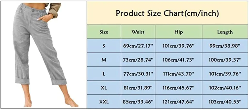 FashionSierra - Linen Buttons Cropped Pants High Elastic Waist Stretch Capris Casual Work Crop Pants