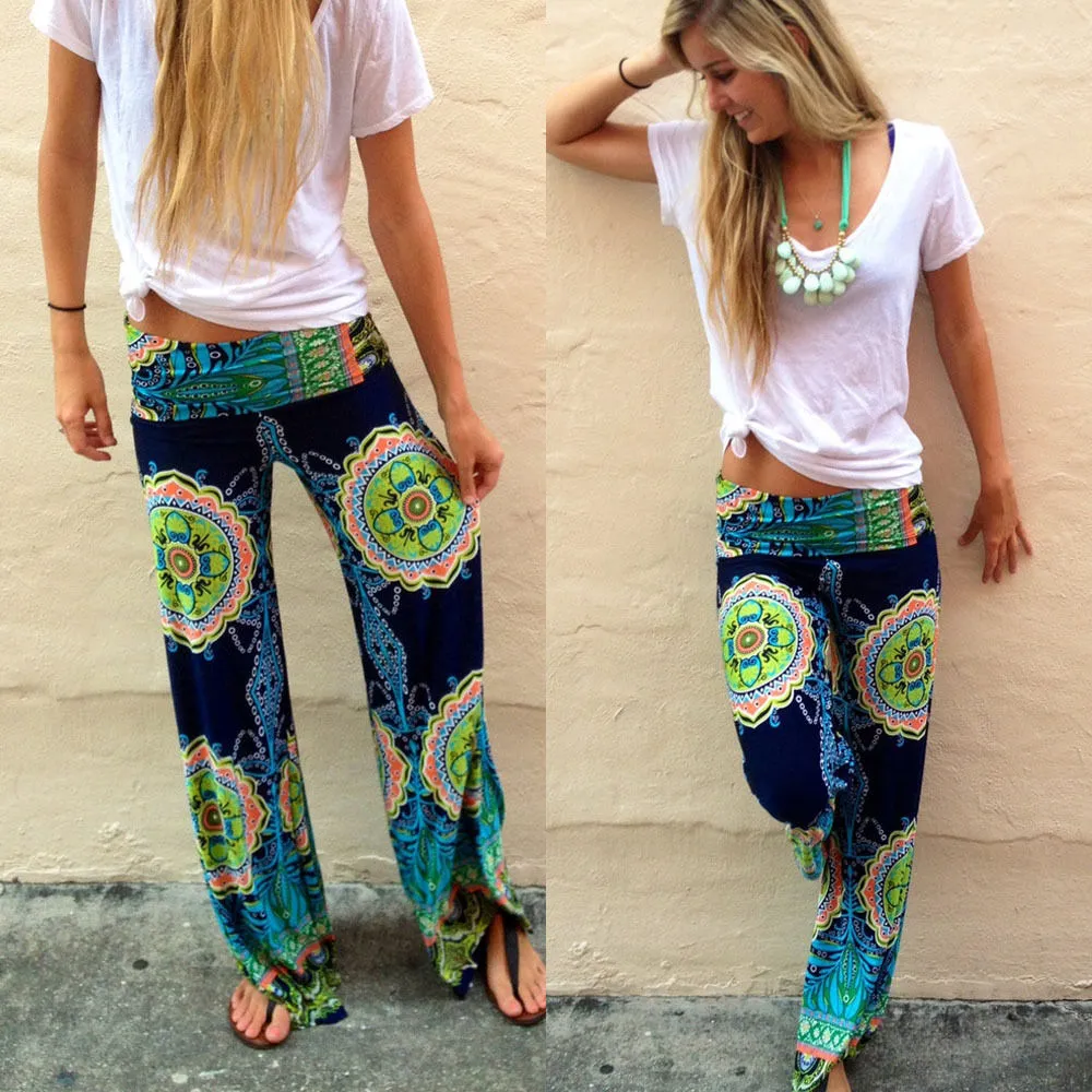Floral Casual Wide Leg Beach Pants