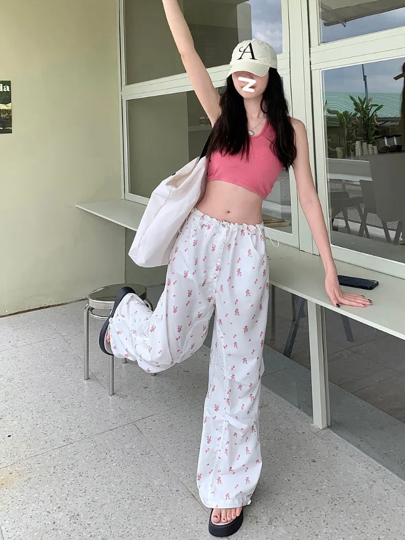 Floral High-Waist Wide-Leg Pants
