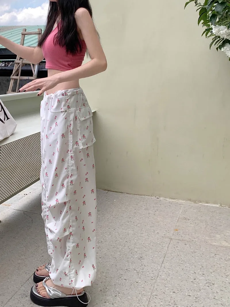 Floral High-Waist Wide-Leg Pants