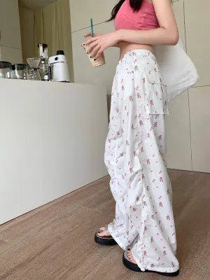 Floral High-Waist Wide-Leg Pants