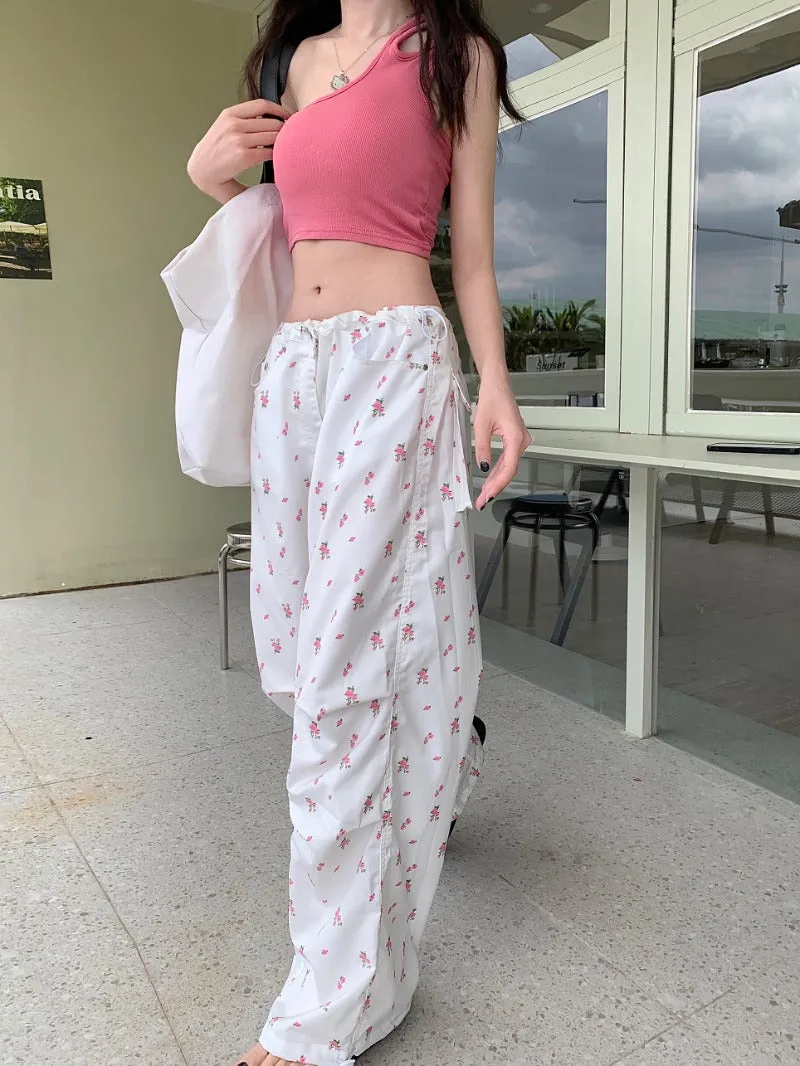 Floral High-Waist Wide-Leg Pants