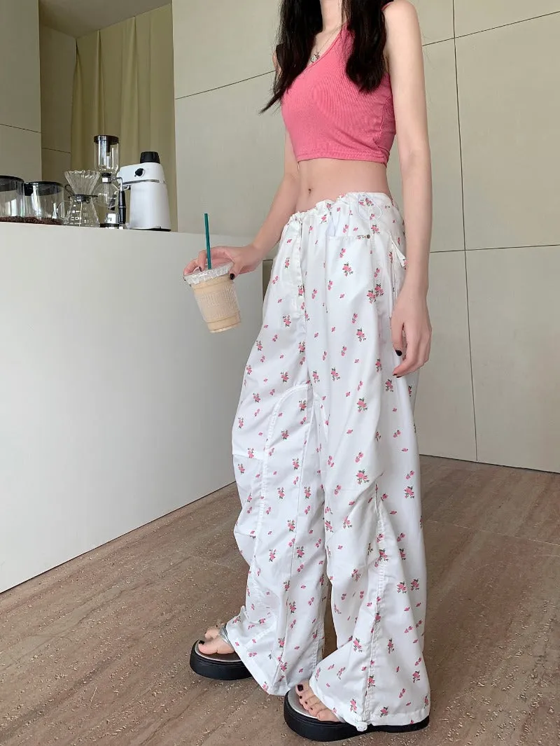 Floral High-Waist Wide-Leg Pants