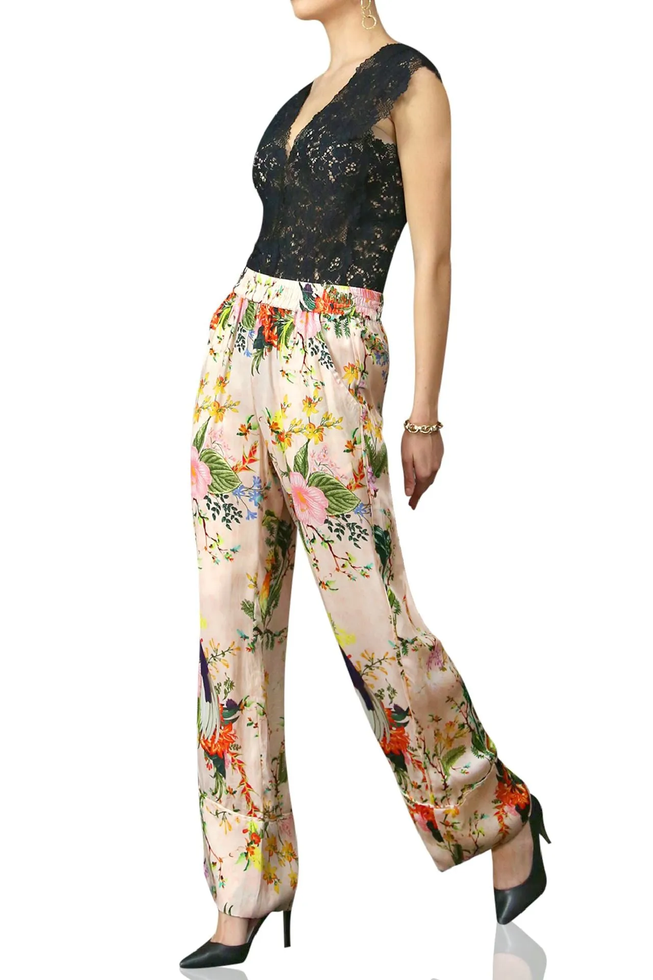 Floral Print Straight Fit Leg Pants
