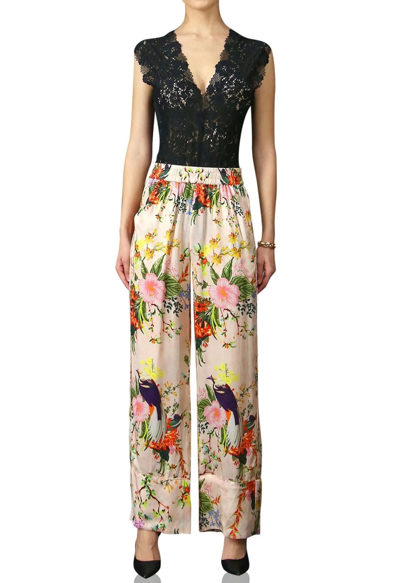 Floral Print Straight Fit Leg Pants
