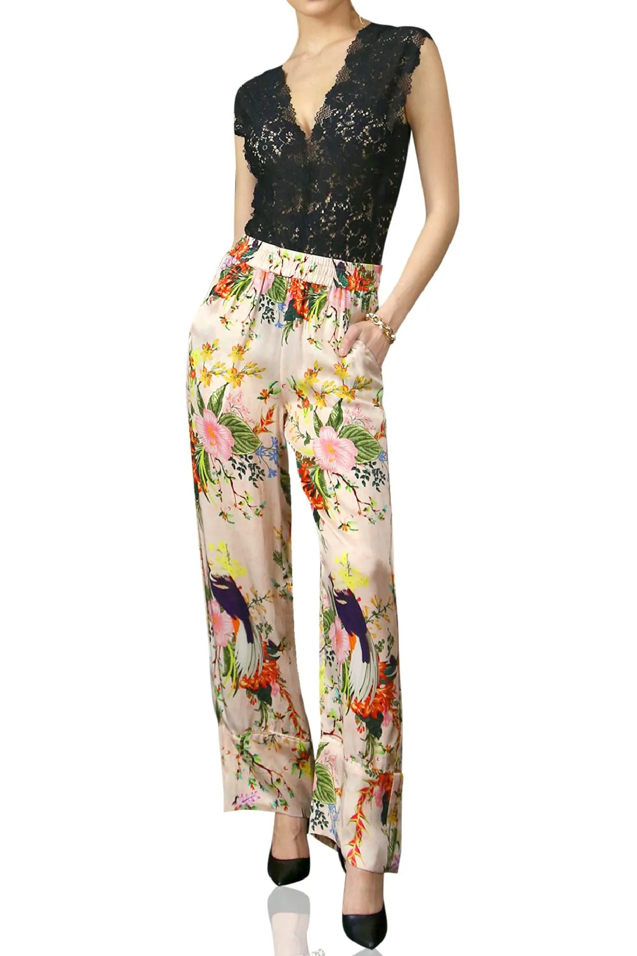 Floral Print Straight Fit Leg Pants