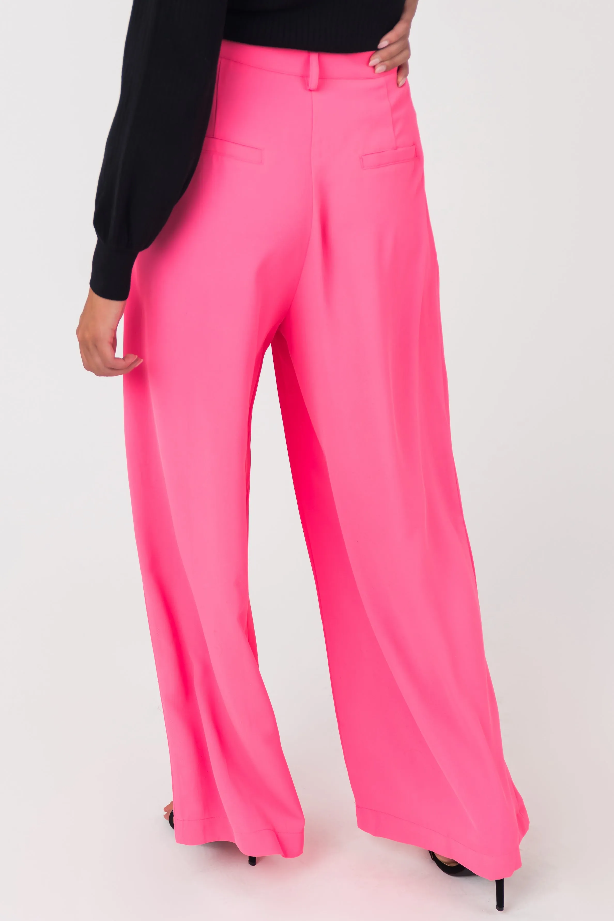 Flying Tomato Neon Pink High Waisted Wide Leg Woven Pants