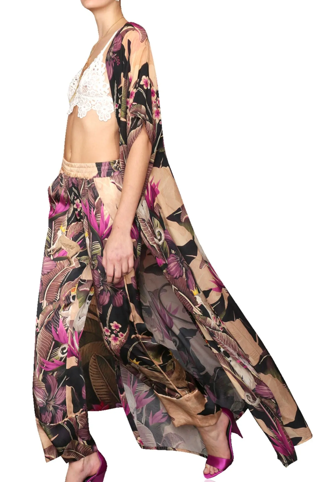 Forest Print Silk Pants