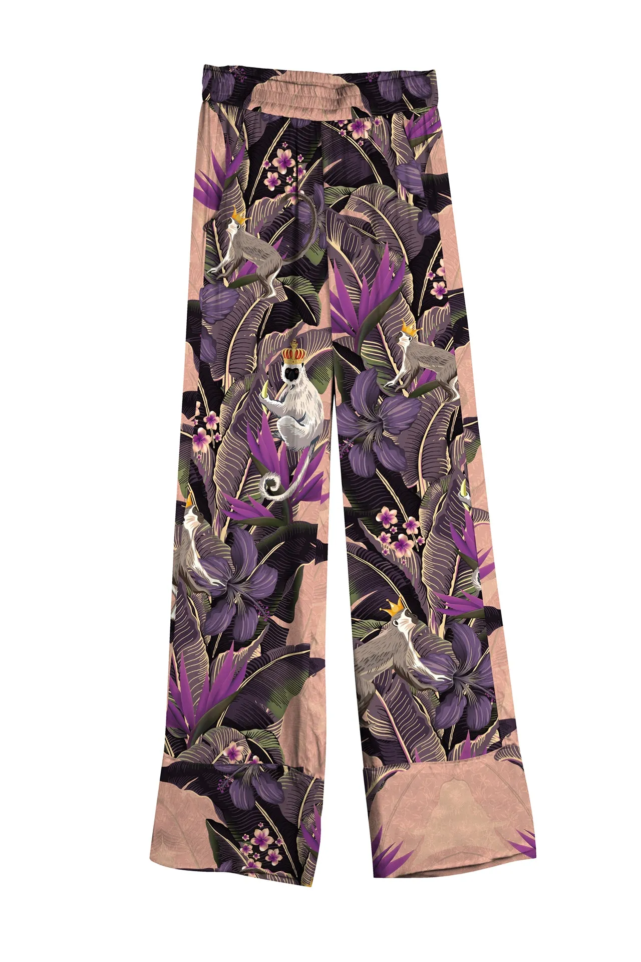 Forest Print Silk Pants