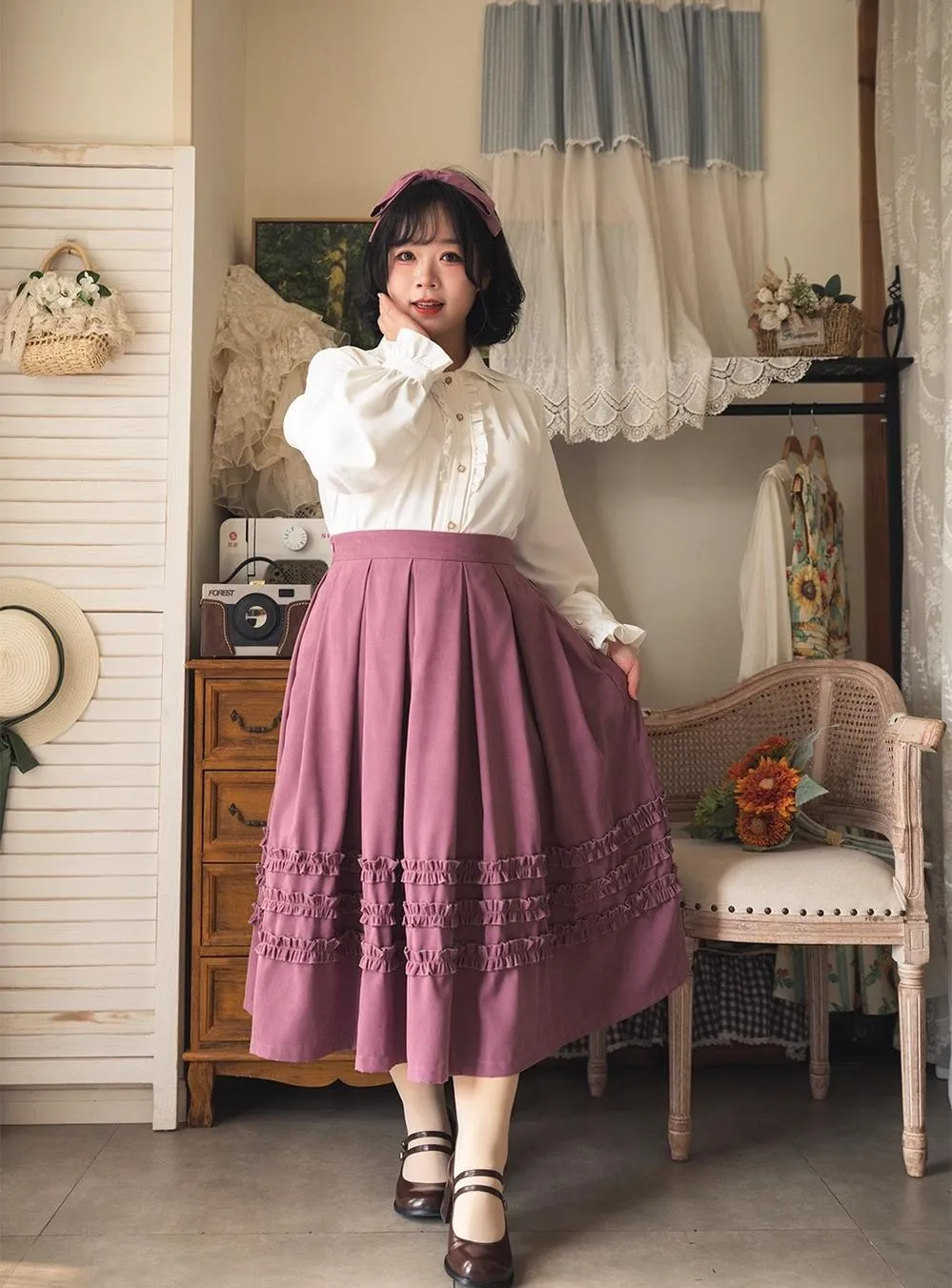 Forest Wardrobe~Forest Basket~Elegant Lolita Shirt Retro Dual Collar Versatile Shirt