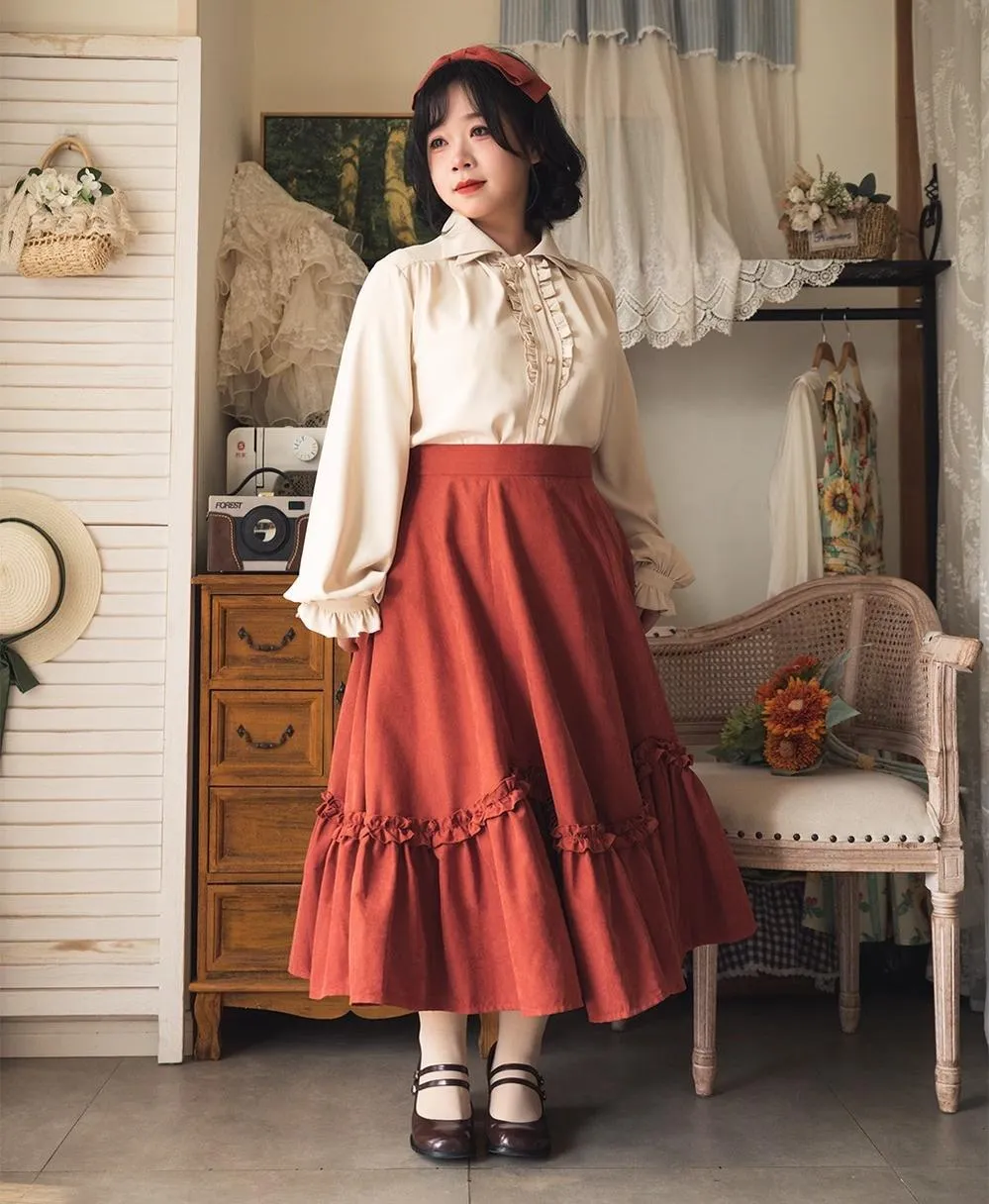Forest Wardrobe~Forest Basket~Elegant Lolita Shirt Retro Dual Collar Versatile Shirt