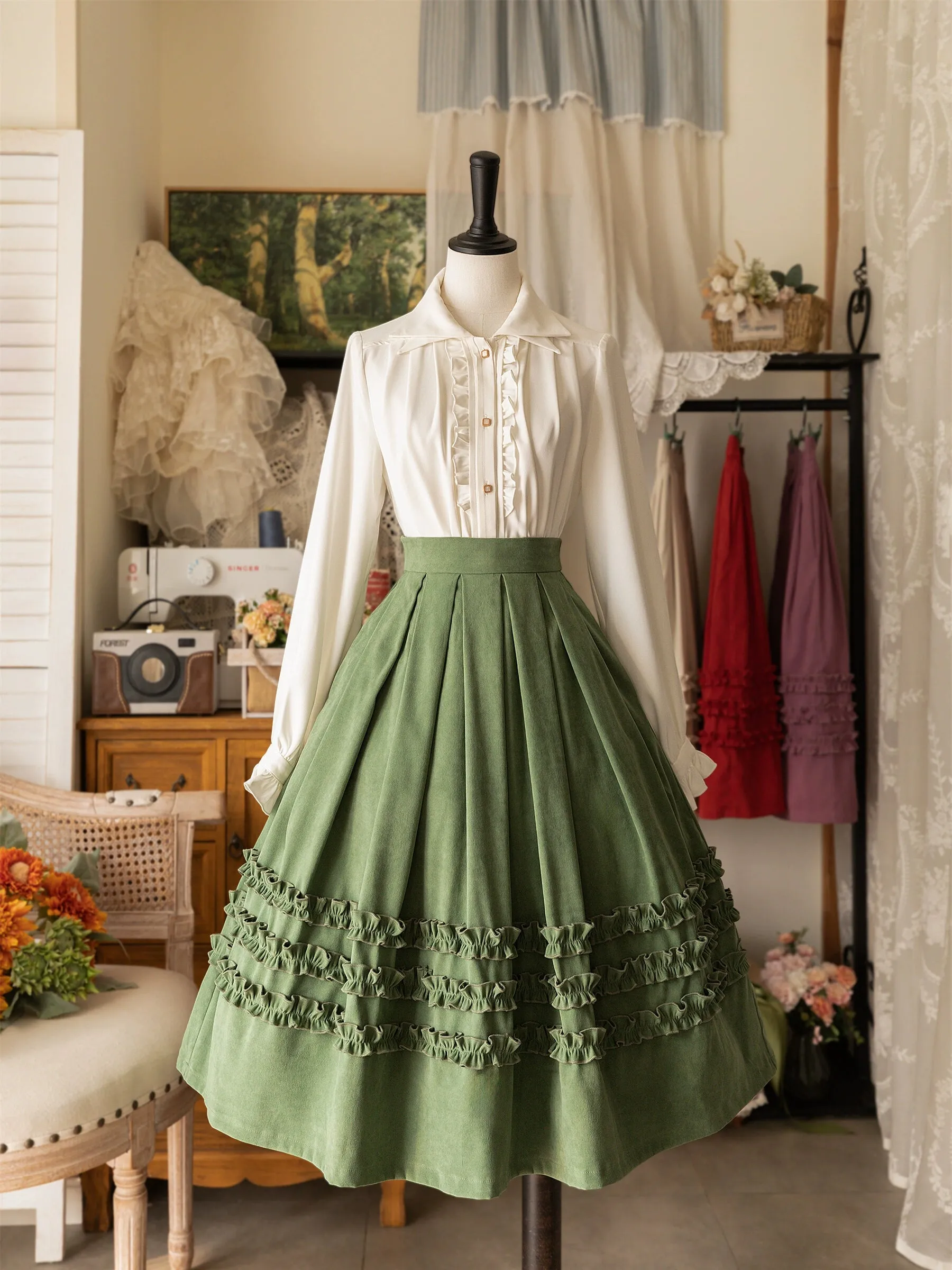 Forest Wardrobe~Forest Basket~Elegant Lolita Shirt Retro Dual Collar Versatile Shirt