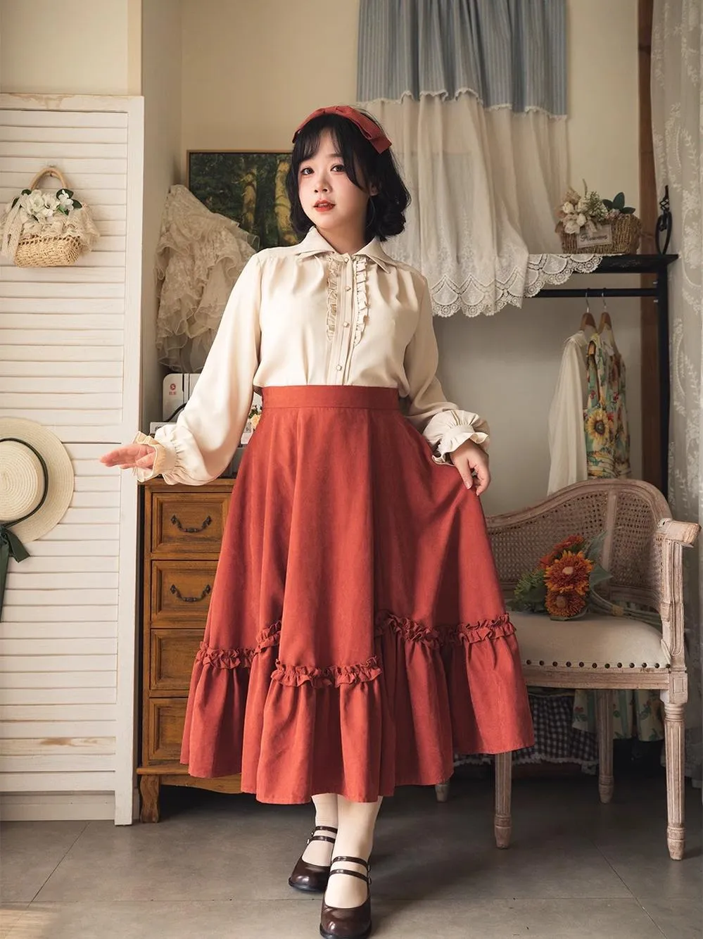 Forest Wardrobe~Forest Basket~Elegant Lolita Shirt Retro Dual Collar Versatile Shirt