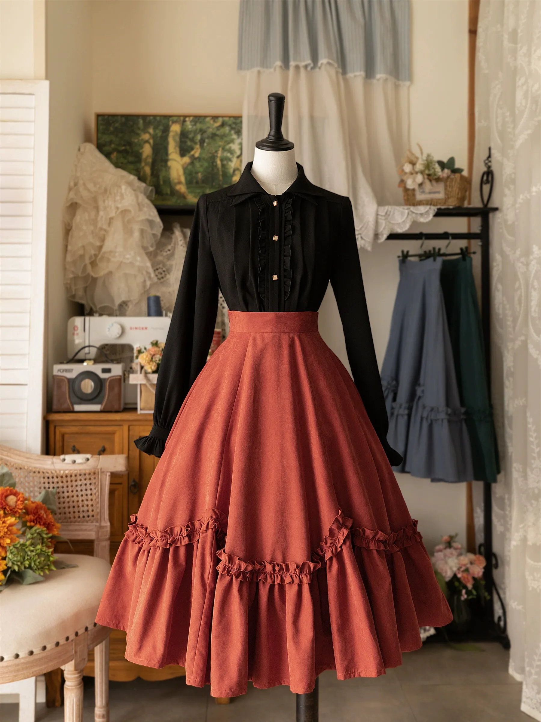 Forest Wardrobe~Forest Basket~Elegant Lolita Shirt Retro Dual Collar Versatile Shirt
