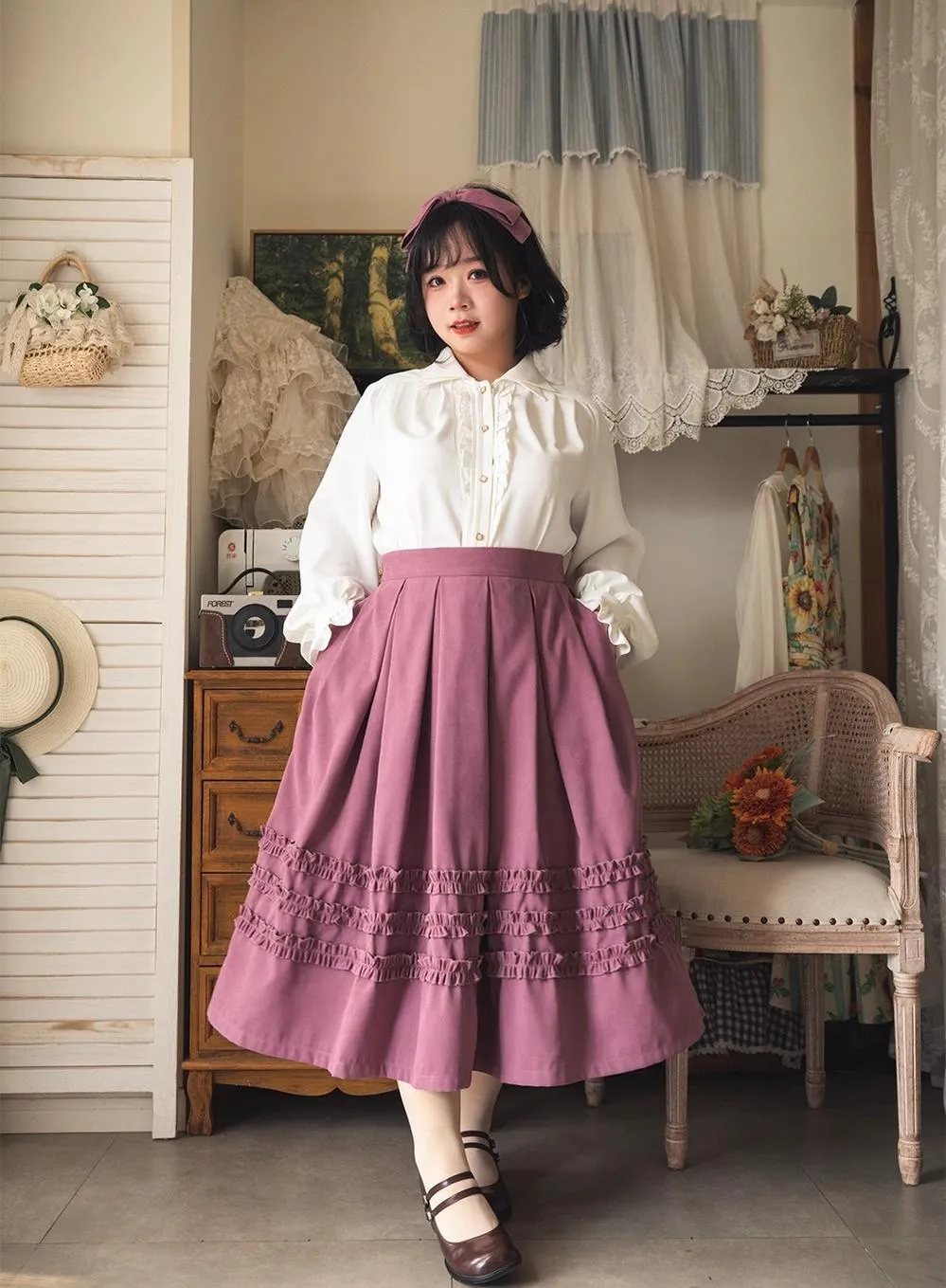 Forest Wardrobe~Forest Basket~Elegant Lolita Shirt Retro Dual Collar Versatile Shirt