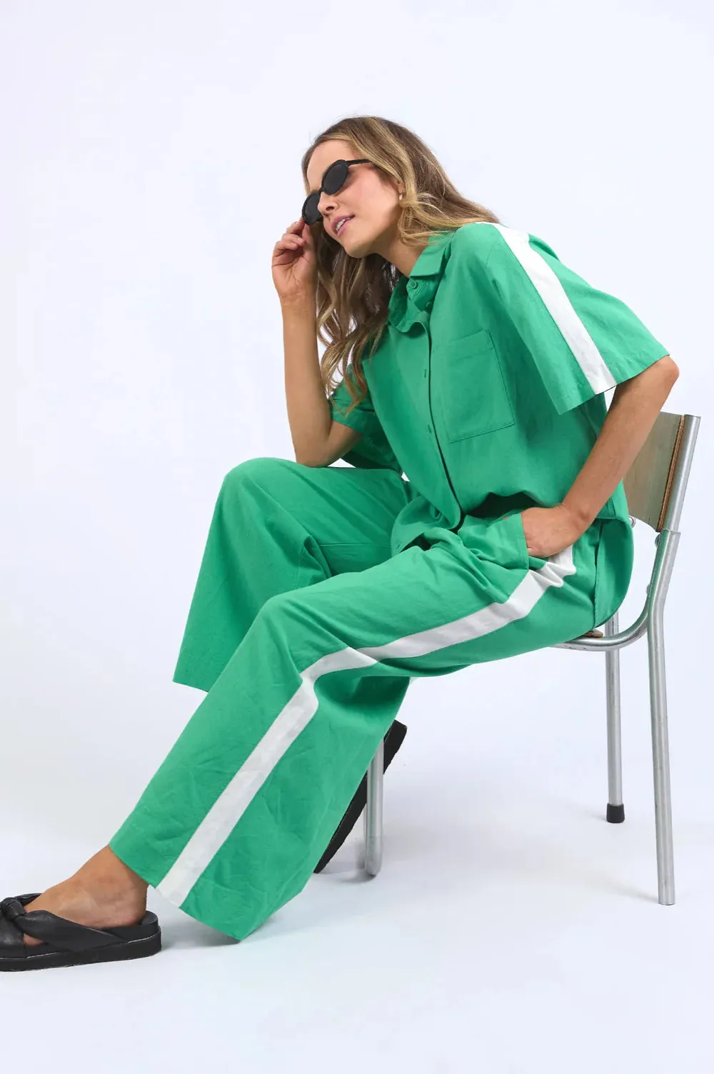 Frances Stripe Pant - Greenbriar