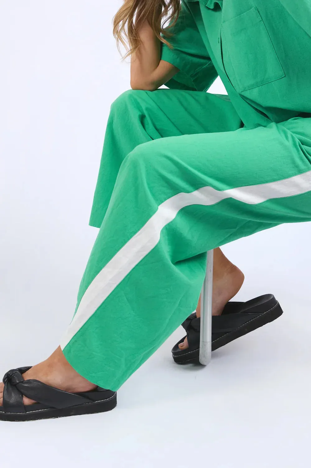 Frances Stripe Pant - Greenbriar