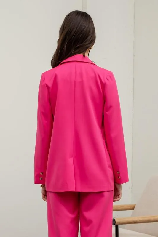 Fuchsia Solid Blazer