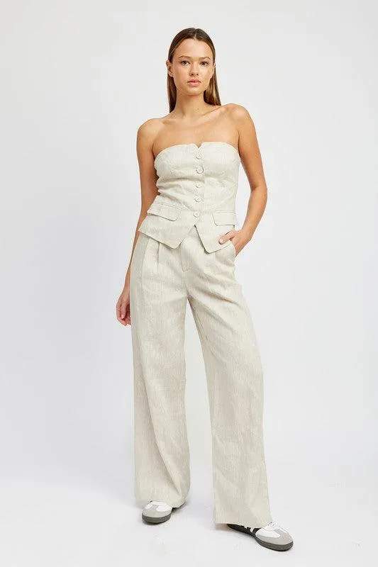 Full Length Pleated Linen Pants