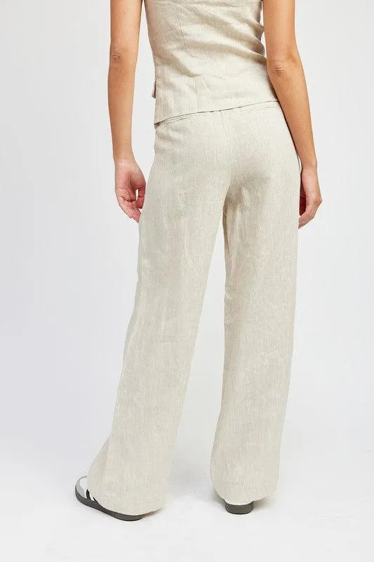 Full Length Pleated Linen Pants