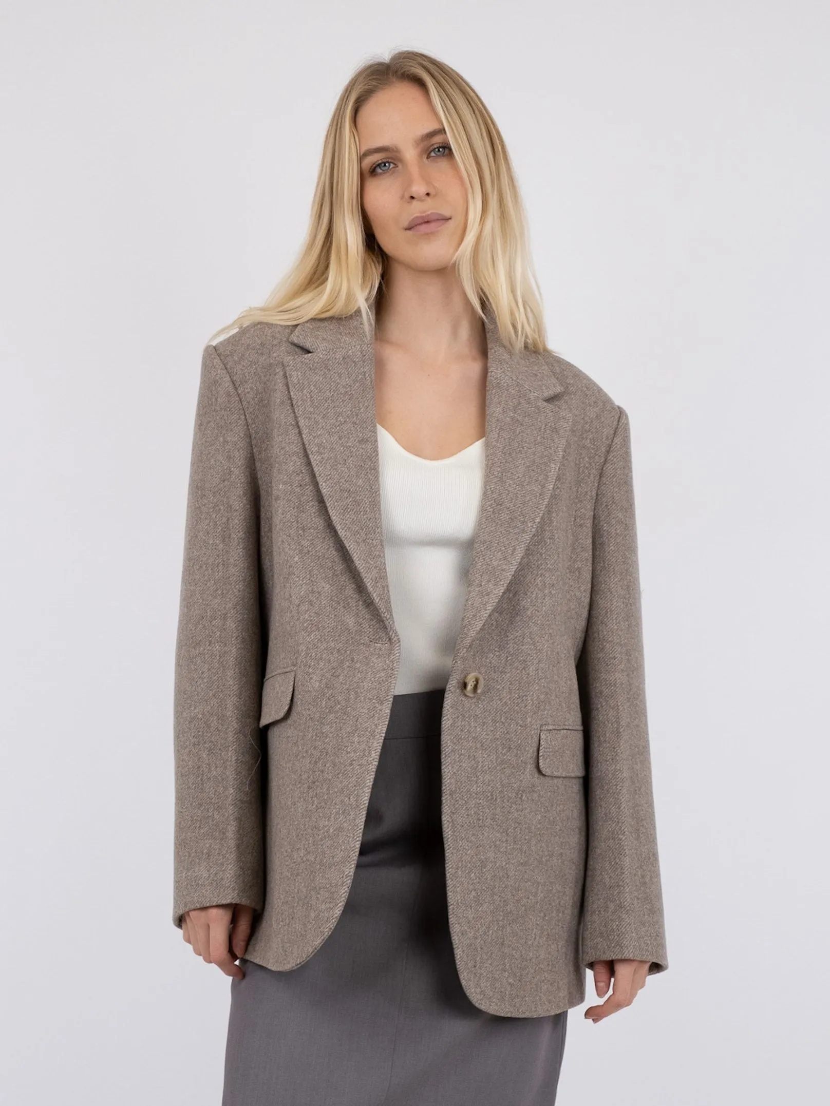 Gaby Twill Blazer - Sand Melange