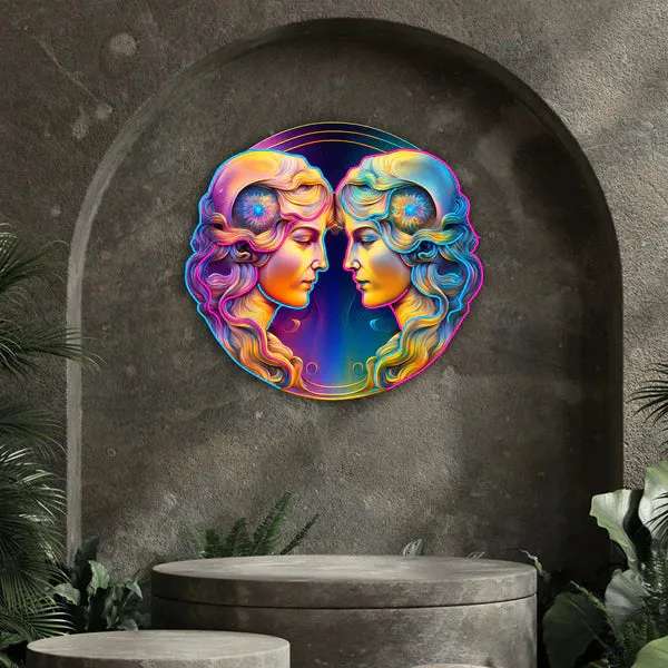 Gemini Zodiac Neon Sign Dual Charm with Twin Imagery for Astrology Enthusiasts Modern Homes Art Studios Reading Nooks