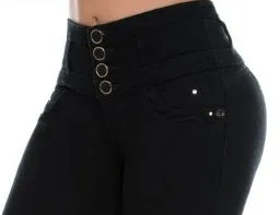 Gina Push Up Jeans - High Waisted - Black Texture