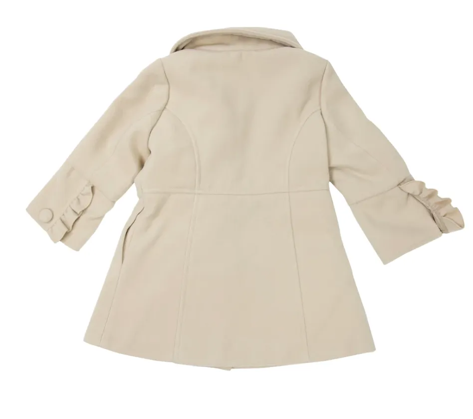 Girls Frill Overcoat - Beige