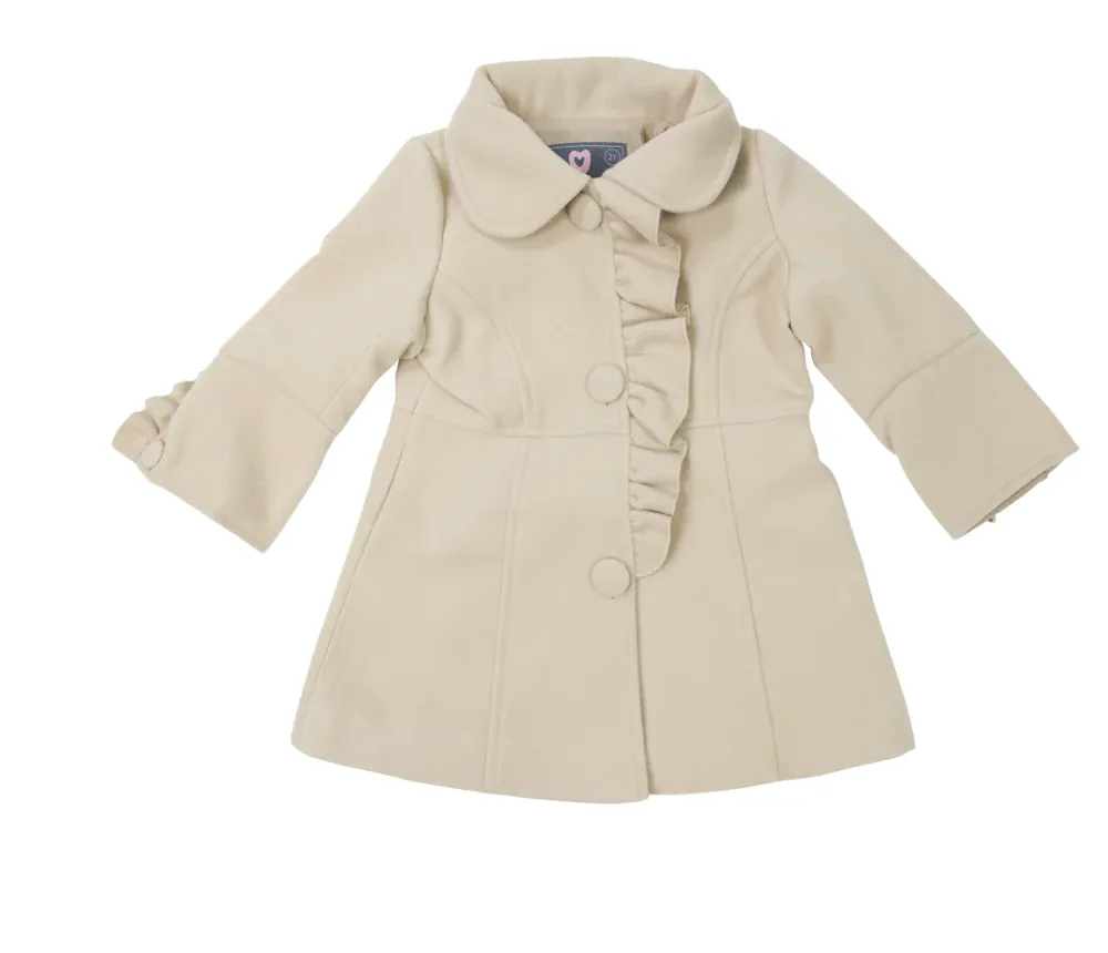 Girls Frill Overcoat - Beige