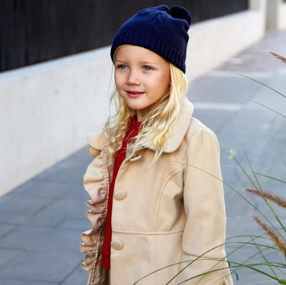 Girls Frill Overcoat - Beige