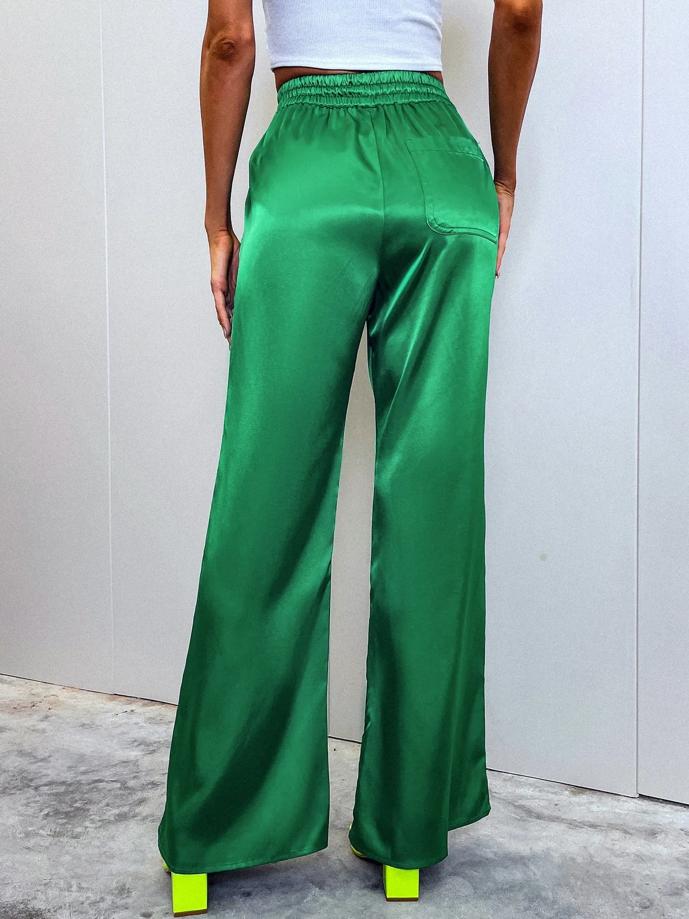 Glamorous Plain Pocket High Waist Long Women Pants