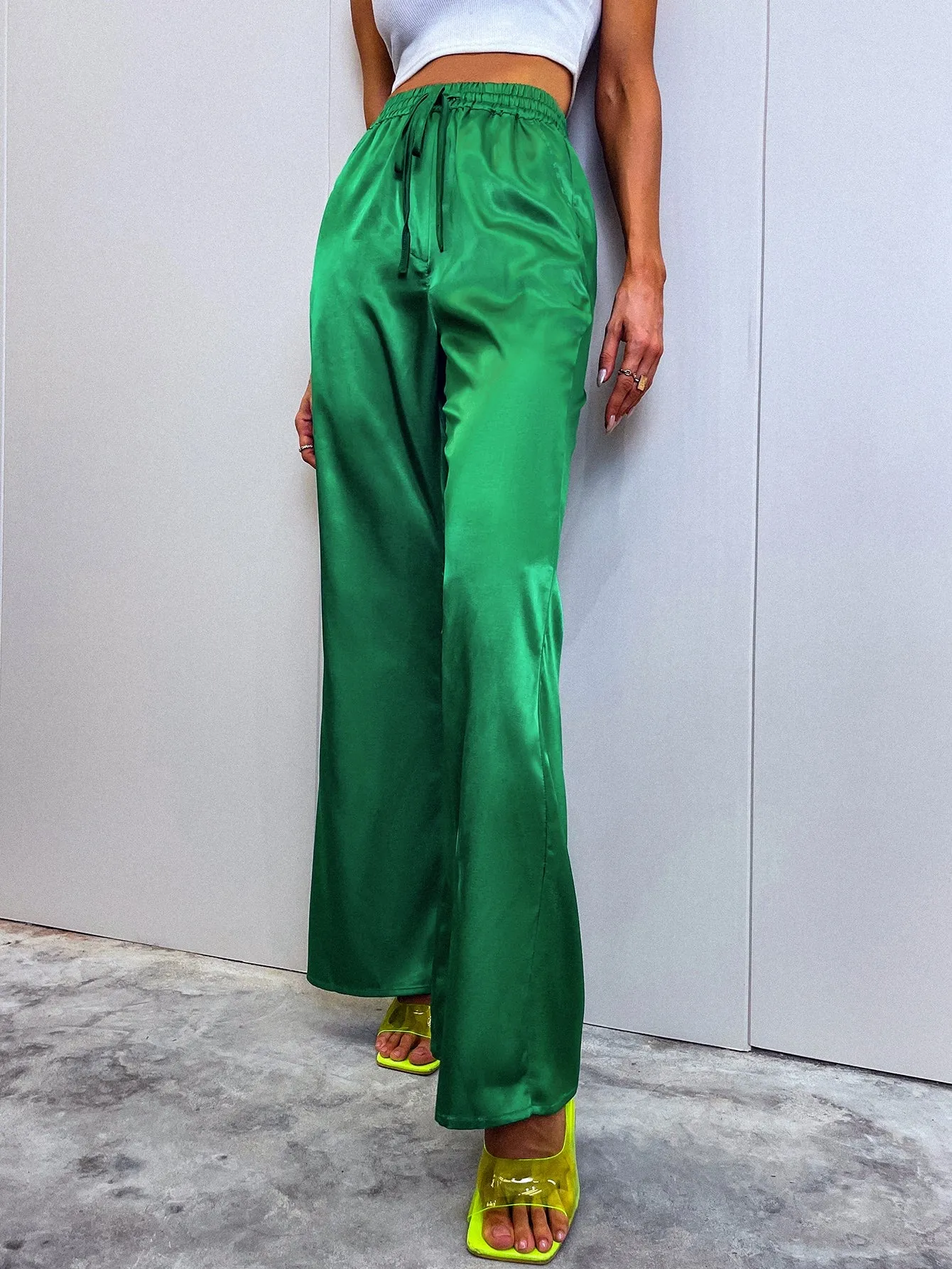 Glamorous Plain Pocket High Waist Long Women Pants