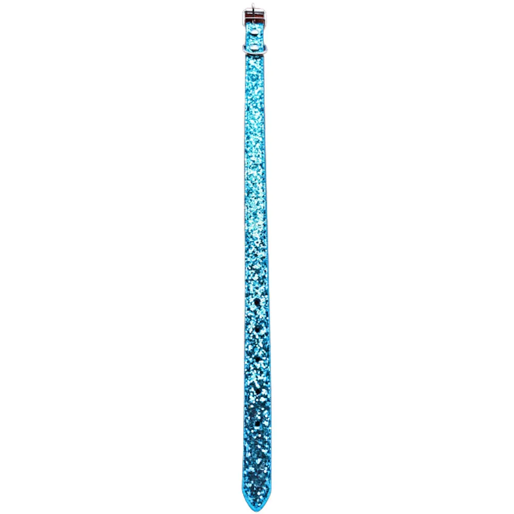 Glitter Dog Collar Large Blue - Adjustable Sparkly Durable Pet Accessory