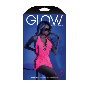 Glow Shock Net Halter Dress Neon Pink QS