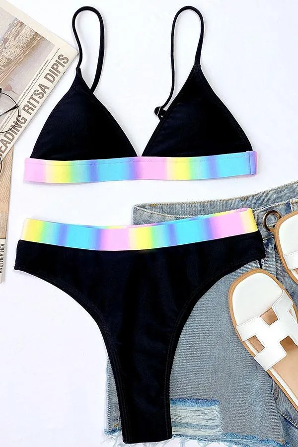 Gradient Patchwork Cool High Waist Bikini