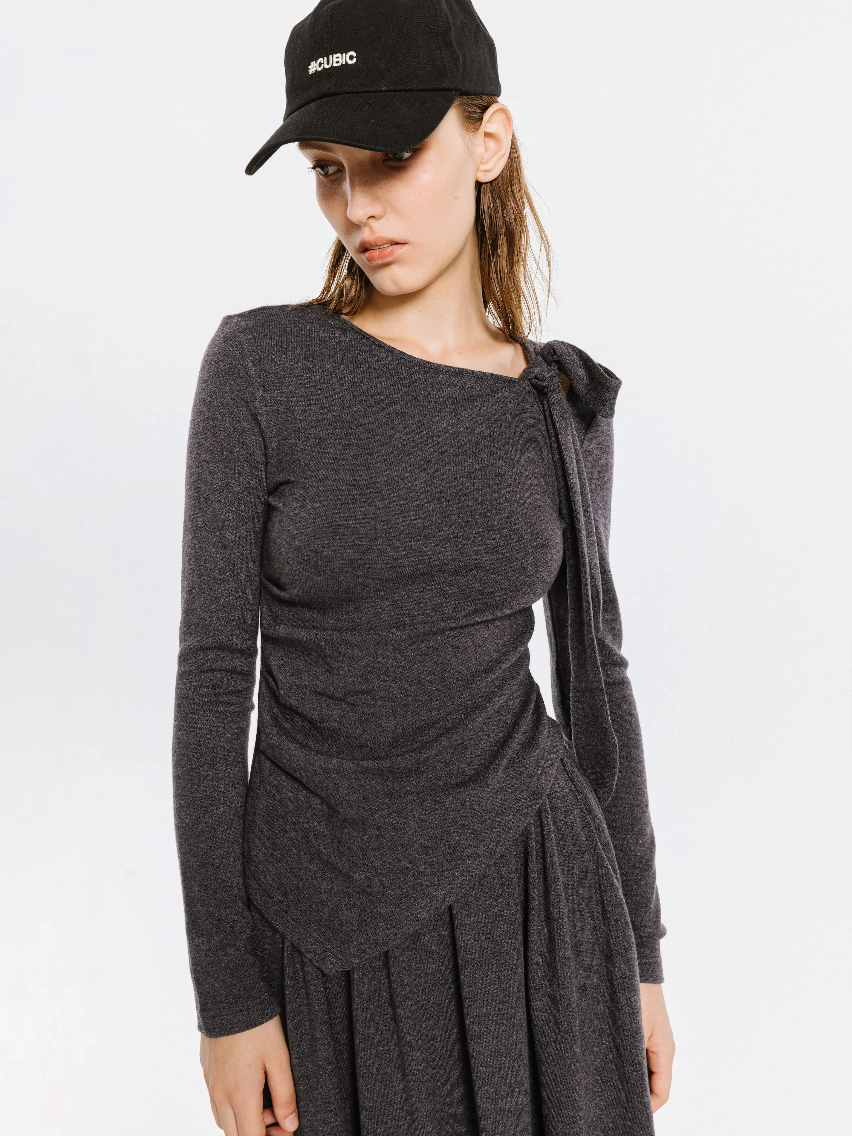 Gray Irregular Knit Top