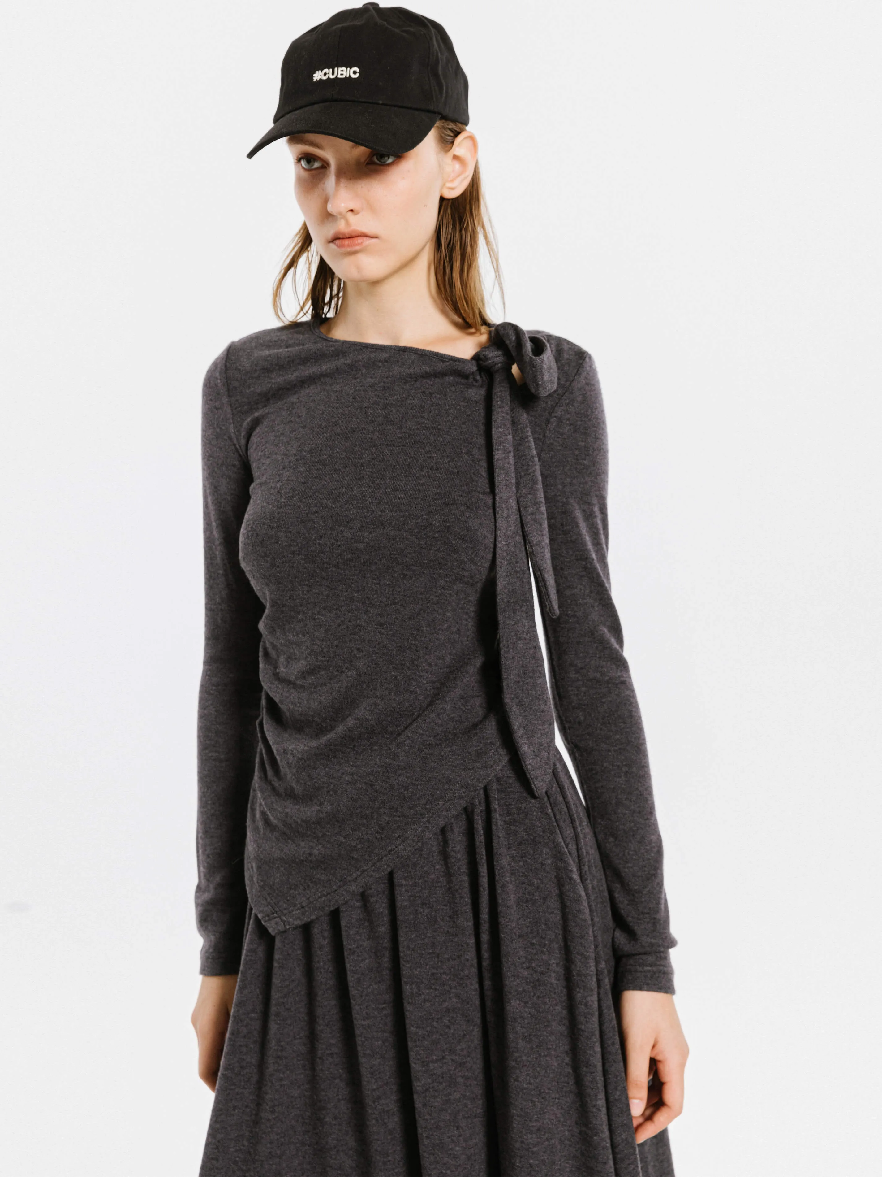 Gray Irregular Knit Top